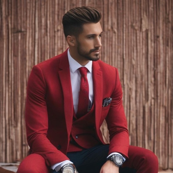 Men’s Small Burgandy Blazer Small 2023 New Resell 50% Discount - Style Fashion - Picture 3 of 3